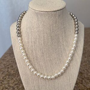 Elegant Pearl and Silver Bead Necklace
